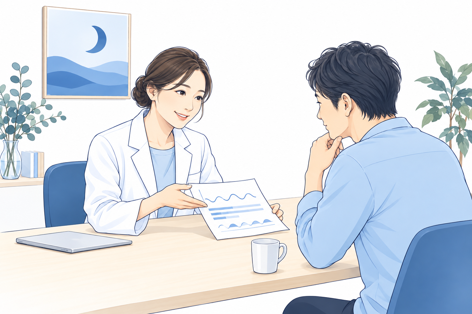 相談しながら疑問を解決する医師と患者