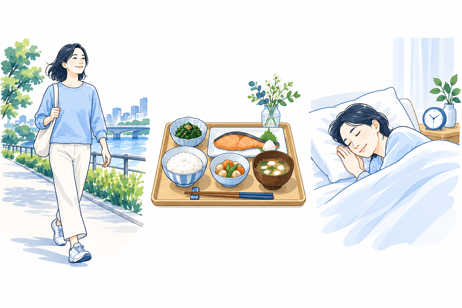 歩く・食事を整える・横向きで眠る生活の工夫